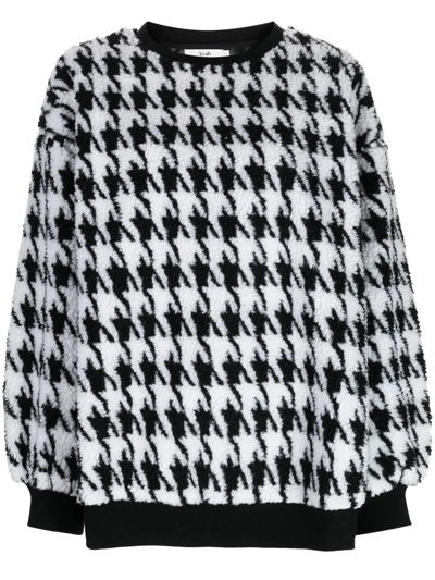 B+ab Houndstooth Faux-shearling Jumper In Schwarz