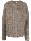 Totême Country Melange Knit Crewneck Sweater In Nude