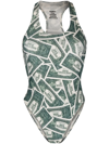 Vetements Million Dollar Print One-piece Swimsuit In Grün