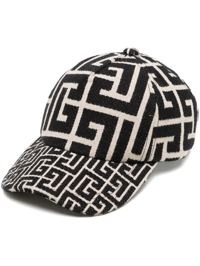 Balmain Monogram-jacquard Baseball Cap In Multicolore