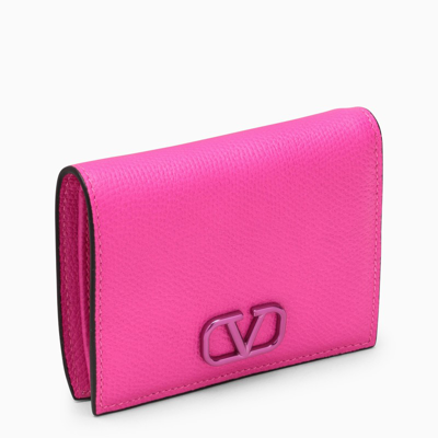 Valentino Garavani Pink Pp Wallet In Grained Leather