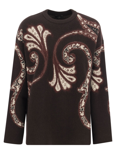 Etro Lavinia Paisley Wool Crew-neck Sweater In White