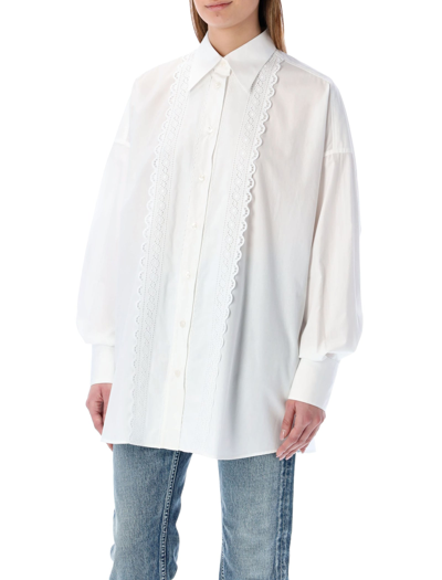 Dolce & Gabbana Broderie Anglaise Detailing Shirt In White
