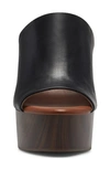 Jessica Simpson Women's Shelbie Block Heel Platform Mules Women's Shoes In Black Leather