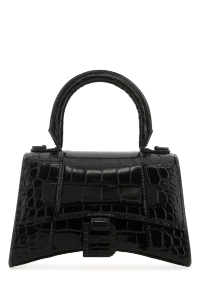 Balenciaga Black Leather Xs Hourglass Handbag  Black  Donna Tu