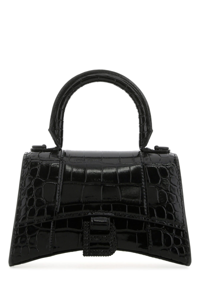 Balenciaga Women Black Leather Small Hourglass Handbag