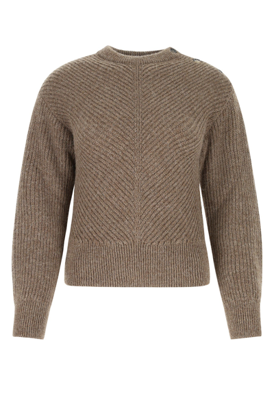 Bottega Veneta Long Sleeve Crew-neck Sweater In Brown