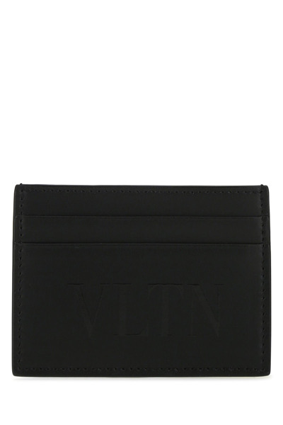 Valentino Garavani Black Leather Card Holder Black  Uomo Tu