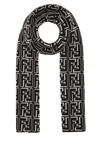 Fendi Black Intarsia Monogram Wool Scarf