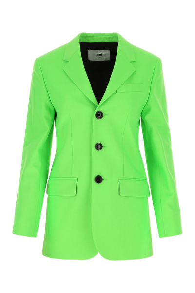 Ami Alexandre Mattiussi Fluo Green Wool And Acrylic Blazer Green Ami Donna 40 In Pastel