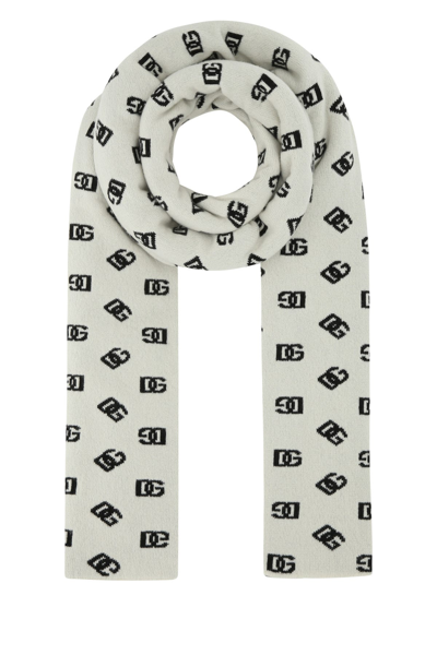 Dolce & Gabbana Logo Jacquard Reversible Scarf In Grey