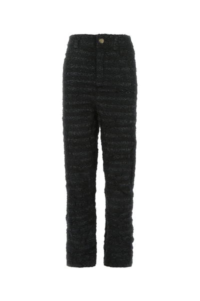 Balenciaga Metallic Tweed Baggy Wide-leg Pants In Black