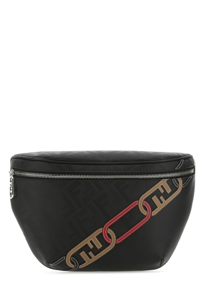 Fendi Logo Detailed Zipped Belt Bag In Black