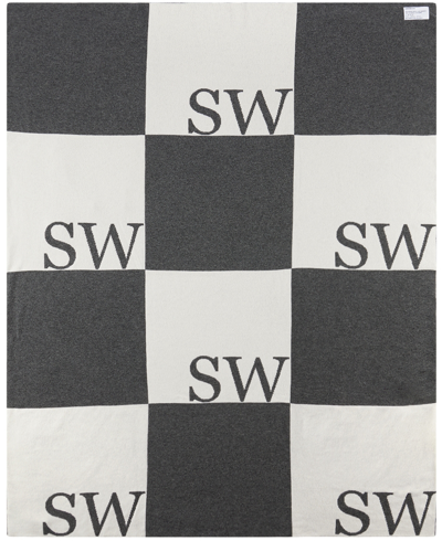 Saintwoods Ssense Exclusive Gray & Off-white Blanket In Multi