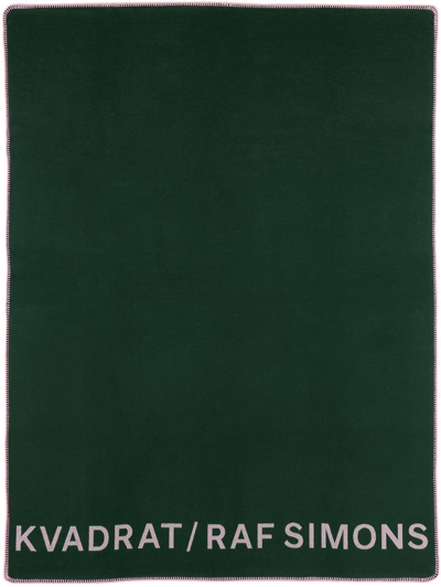 Kvadrat/raf Simons Green Double-faced Wool Logo Throw In 1062 Dark Green