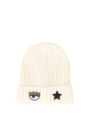 Chiara Ferragni Wink Patch Knitted Beanie In White