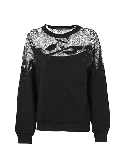 Alberta Ferretti Round Neck Sweater In Black