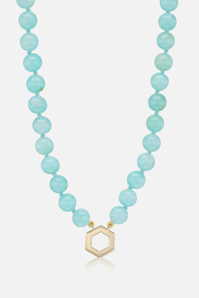 Harwell Godfrey Chrysoprase Bead Foundation Necklace In Gold,blue