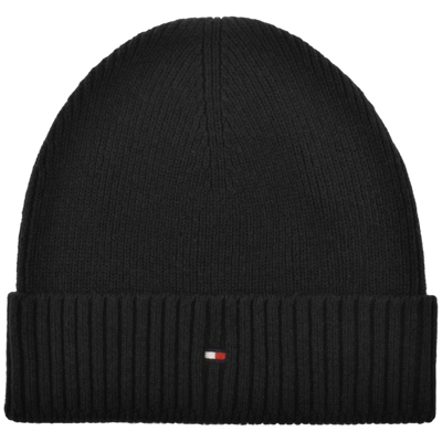 Tommy Hilfiger Essential Flag Beanie Hat Black In Navy