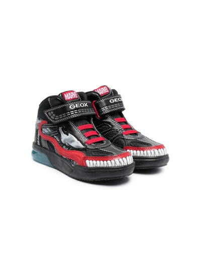 Geox Kids' X Marvel Greyjay High-top Trainers In Black/ Red