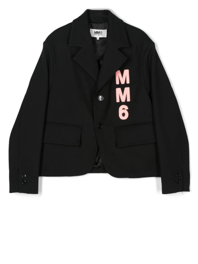 Mm6 Maison Margiela Teen Logo-appliqué Blazer In Black