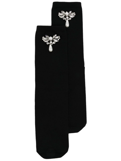 Simone Rocha Embellished-detail Knitted Socks In Black
