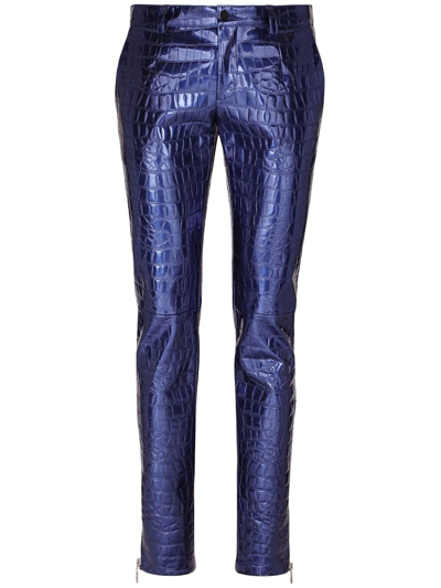 Dolce & Gabbana Metallic-finish Skinny Trousers In Purple