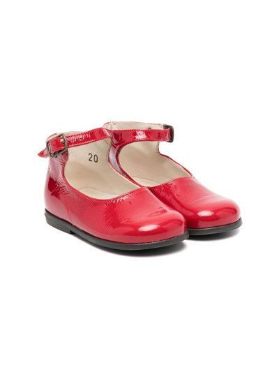 Pèpè Kids' Patent Ankle-strap Ballerina Shoes In Red