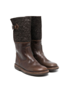 Pèpè Joe Felt-detail Boots In Brown
