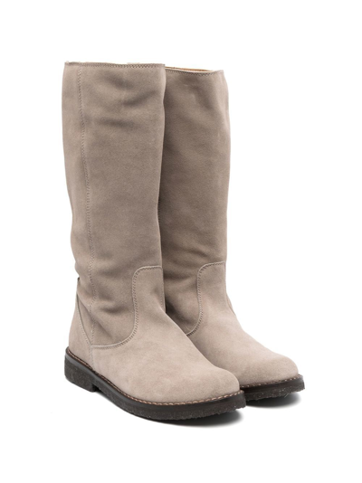 Pèpè Kids' Lapin Suede Boots In Grey