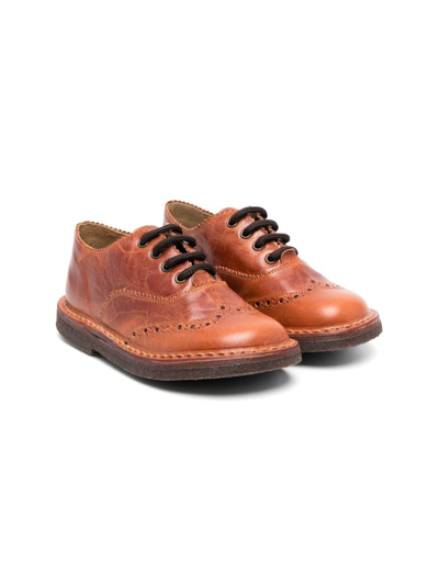 Pèpè Kids' Dusty Lace-up Brogues In Brown