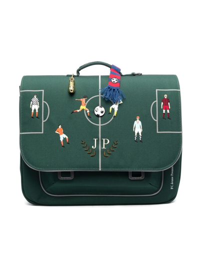 Jeune Premier Kids' Football-embroidery Backpack In Green