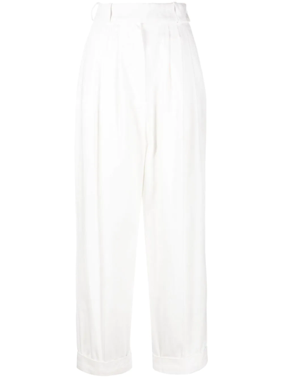 Alexandre Vauthier Boyfriend High-waisted Palazzo Pants In Off-white