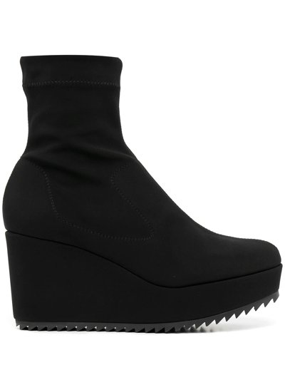 Pedro Garcia Urbana Stretch Wedge Booties In Black