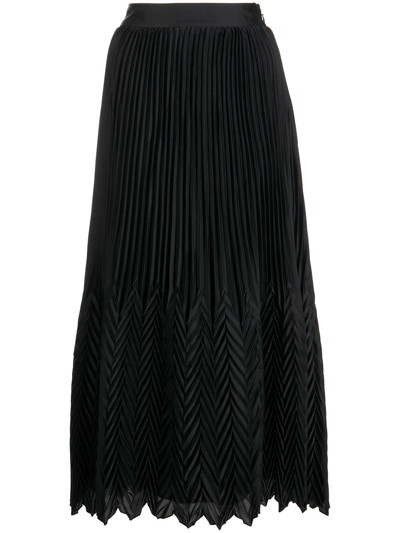 Jonathan Simkhai High-waist Asymetric Pleated Skirt In Black