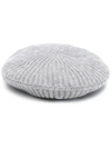 Ganni Wool Blend Ribbed Knitted Hat In Grey