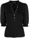 Veronica Beard Coralee Puff-sleeve Stretch Cotton Top In Black