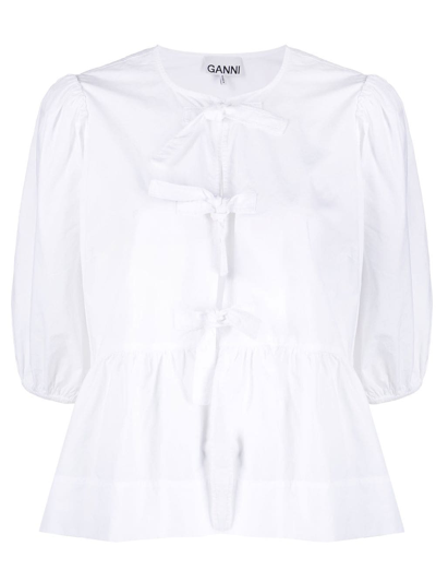 GANNI ORGANIC-COTTON PEPLUM BLOUSE