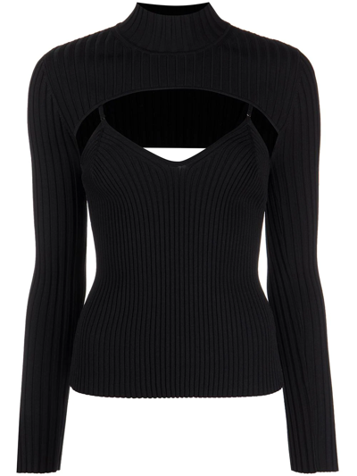 Jonathan Simkhai Cut-out Ribbed-knit Top In Black