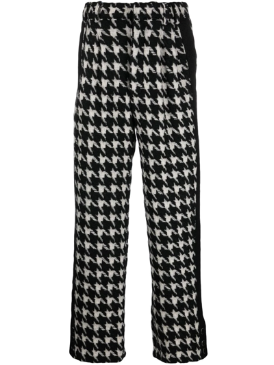 Ader Error Houndstooth-pattern Straight-leg Trousers In Black