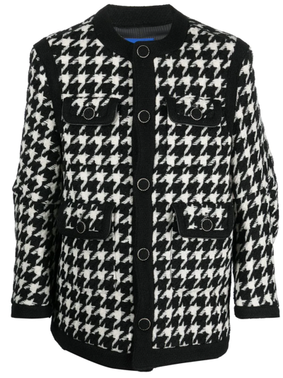 Ader Error Houndstooth-pattern Tweed Jacket In Black