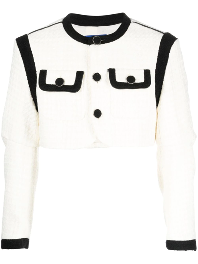 Ader Error Two-tone Cropped Jacket In White