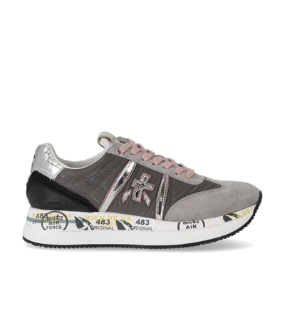 Premiata Sneaker Conny In Nabuk Grigio E Tessuto Tecnico In Grau
