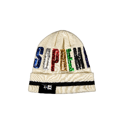 Pre-owned Supreme X New Era Sequin Beanie 'natural' In Cream