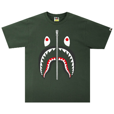 Pre-owned Bape Shark Tee 'olive Drab' In Green