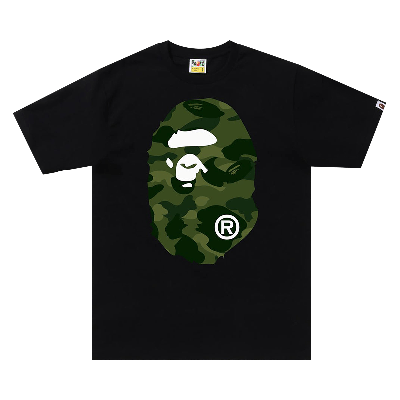 Pre-owned Bape Color Camo Big Ape Head Tee 'black/green'