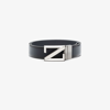 Zegna Blue Z Square Buckle Leather Belt In Blue