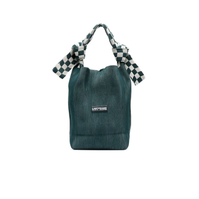 Lastframe Green Ichimatsu Obi Medium Tote Bag In Green
