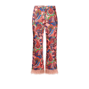 Borgo De Nor Eden Paisley Print Pants With Feather Trim in Red