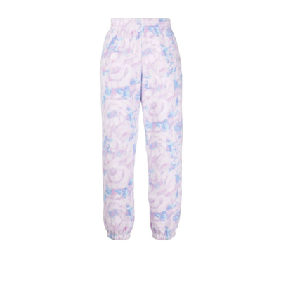 Martine Rose Textured Floral-print Track Pants In Pink,purple,light Blue